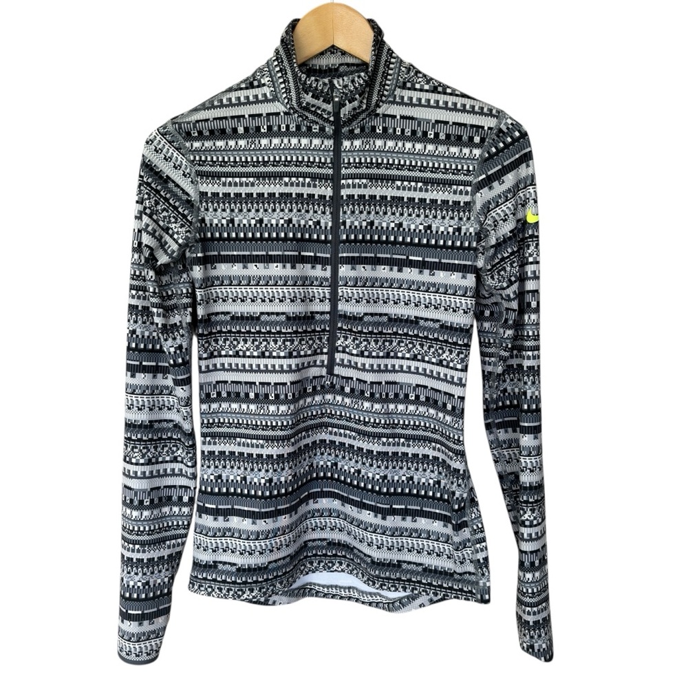 Nike Pro Women's Hyperwarm Half-zip Training Pullover Grey & Black Small